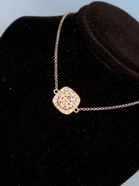Delicate Gold Pavé Square Pendant Bracelet - Women's Jewelry